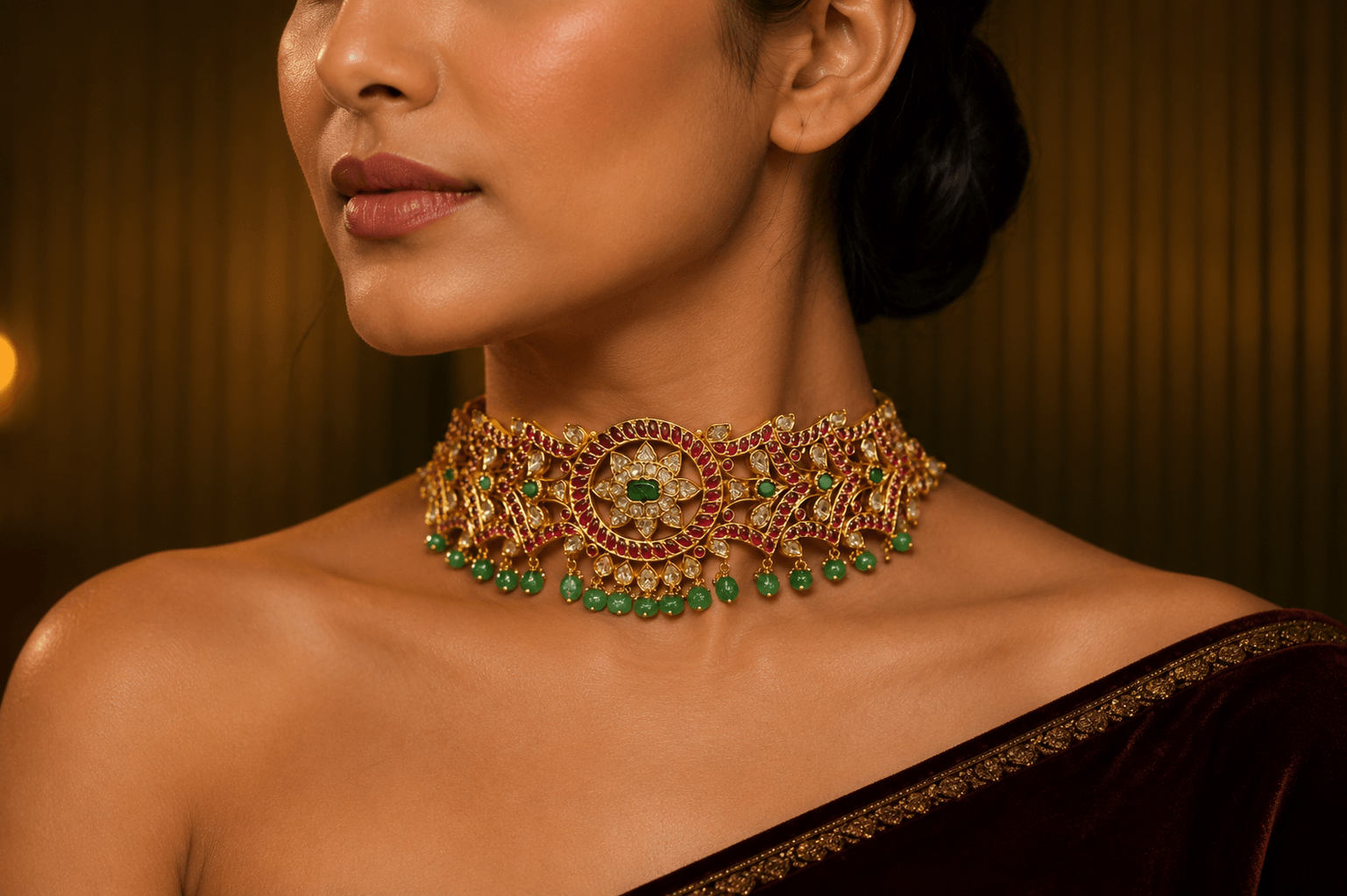 Imperial Jaipur Kundan & Ruby Choker — SiddhiVinayak Jewellers