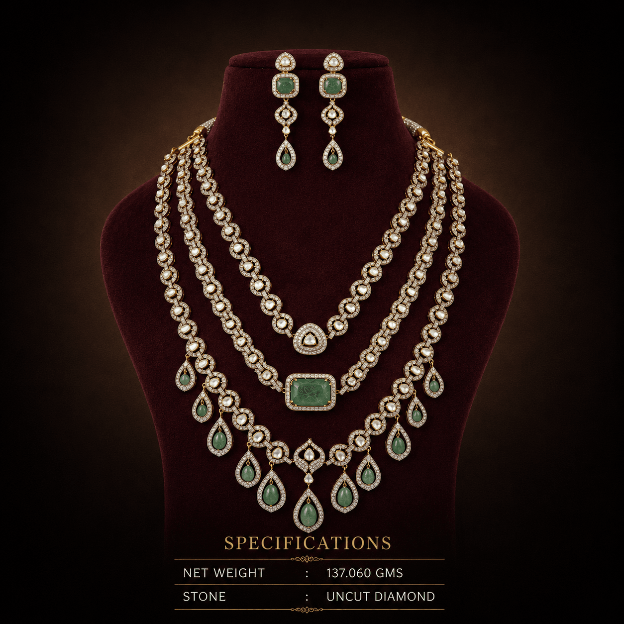 Emerald Centerpiece Diamond Haar — SiddhiVinayak Jewellers