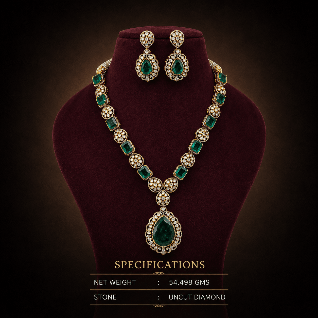 Pear-Cut Emerald & Diamond Festoon — SiddhiVinayak Jewellers
