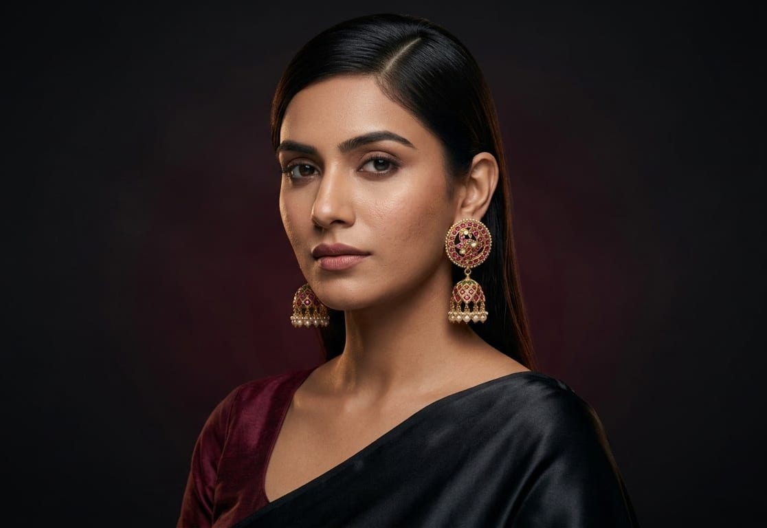 Royal Ruby Floral Tops & Jhumkas