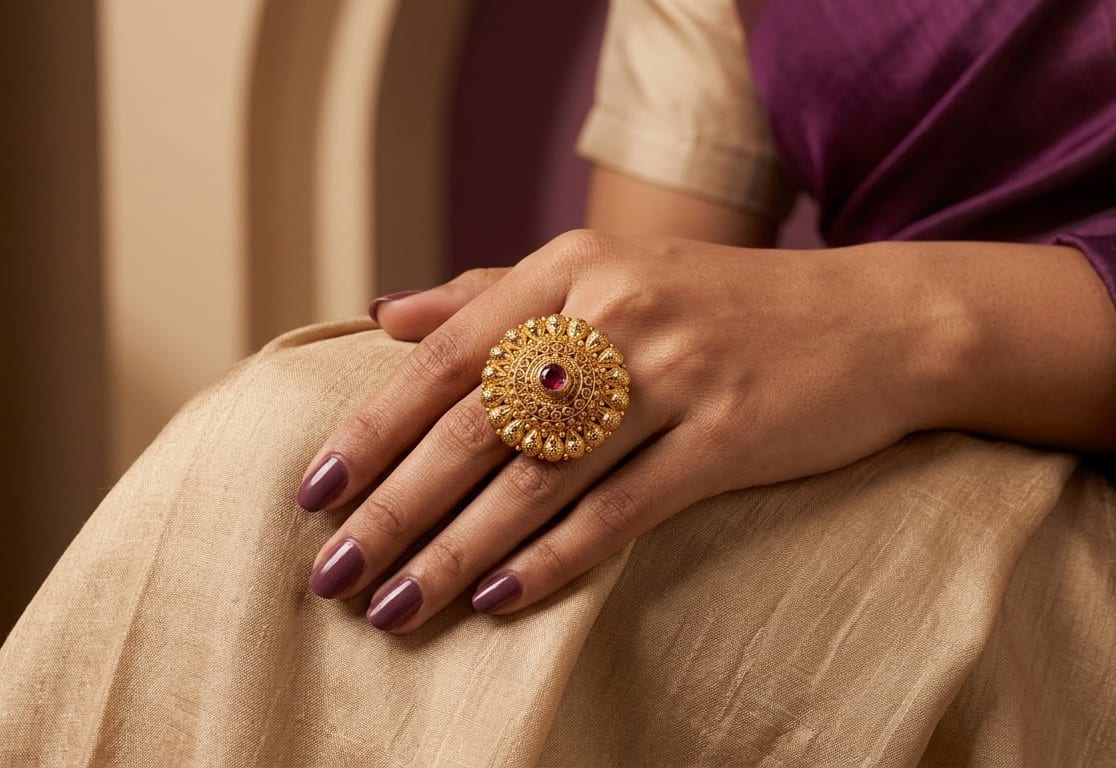 Royal Blossom Kundan Ring 5 — Siddhivinayak Jewellers
