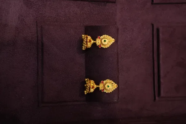 Gold Floral Jhumkas — Siddhivinayak Jewellers