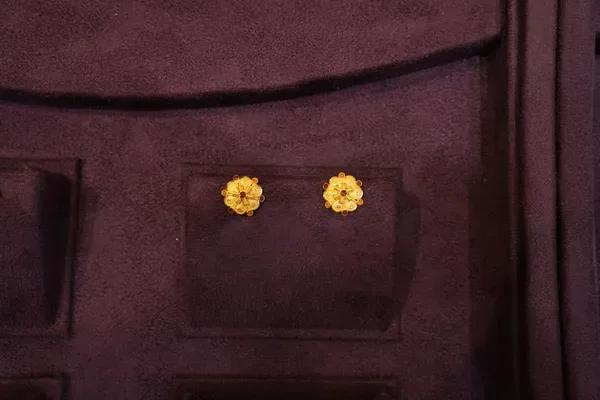 Carved Gold Daily Studs — Siddhivinayak Jewellers