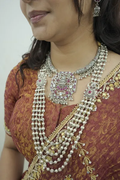 Silver Pearl Layered Haar — Siddhivinayak Jewellers