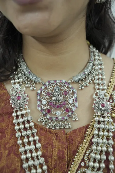 Silver Peacock Pendant Necklace — Siddhivinayak Jewellers