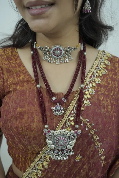 Silver & Ruby Bead Necklace — Siddhivinayak Jewellers